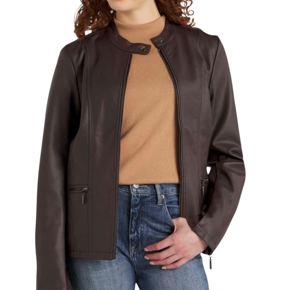 NWOT Mo-Ka Ebele Faux Leather Moto Jacket - Picture 1 of 13